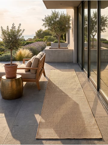 KADIMA DESIGN Outdoor-Teppich VIGOLENO Uni Flachgewebe Wohnzimmer Balkon in Sand