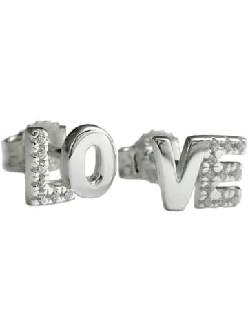 Gallay Ohrstecker Ohrring 6x7mm Zirkonia LOVE Silber 925 in silber
