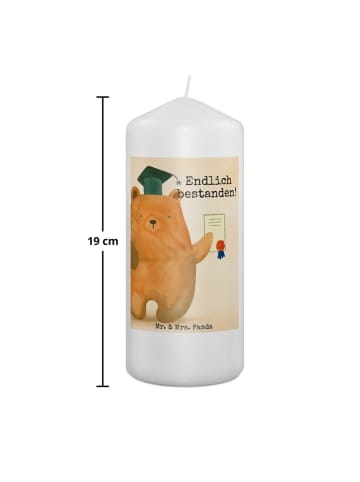 Mr. & Mrs. Panda Wachskerze Bär Prüfung Design mit Spruch in Weiß