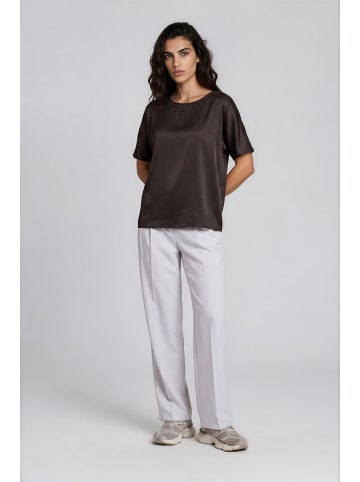 Milano Italy Rundhalsshirt mit Oversize-Schulter und Ärmel in Mocca