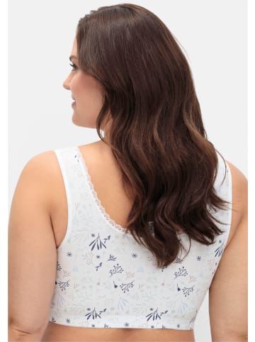 sheego BH ohne Bügel in weiß gemustert
