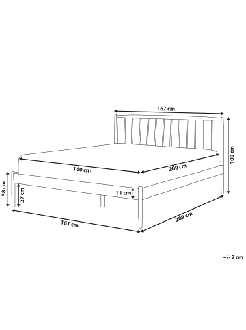 Beliani Doppelbett MAURS in Weiß/Braun - (W) 167 x (H) 100 x (L) 209 cm