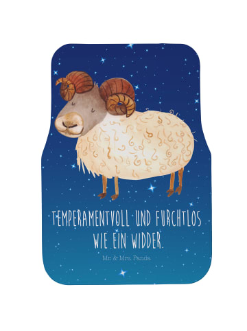 Mr. & Mrs. Panda Fahrer Autofußmatte Sternzeichen Widder mit Spruch in Sternenhimmel Blau