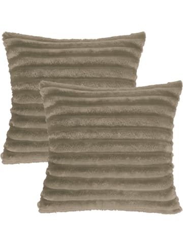 Erwin Müller Fleece, Microfaser Kissenhülle 2er-Pack Aosta in taupe