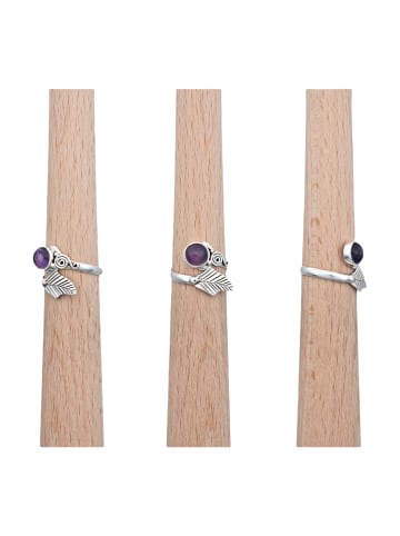 mantraroma 925er Silber - Ringe verstellbar mit Amethyst