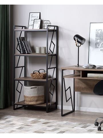 Beliani Bücherregal FORRES in Braun/Schwarz - (W) 64 x (H) 143 x (L) 40 cm