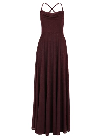 Vera Mont Abendkleid mit Wasserfallausschnitt in Dark Red/Grey