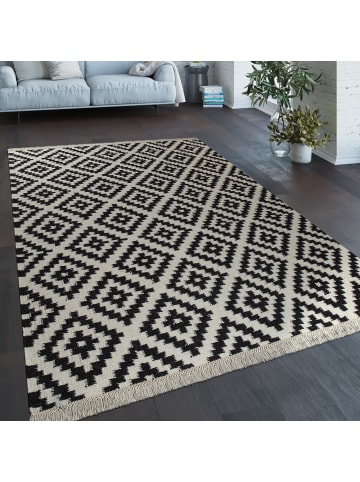 KADIMA DESIGN Teppich Kurzflor Rauten Wohnzimmer schmutzabweisend in Schwarz