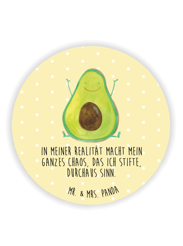 Mr. & Mrs. Panda Rund Magnet Avocado Glücklich mit Spruch in Gelb Pastell