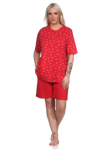 NORMANN kurzarm Schlafanzug Shorty Pyjama in rot