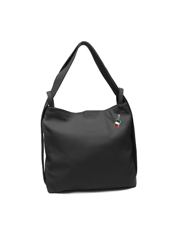 Florence Leder Schultertasche, Cityrucksack Florence Tasche, Rucksack schwarz ca. 40cm