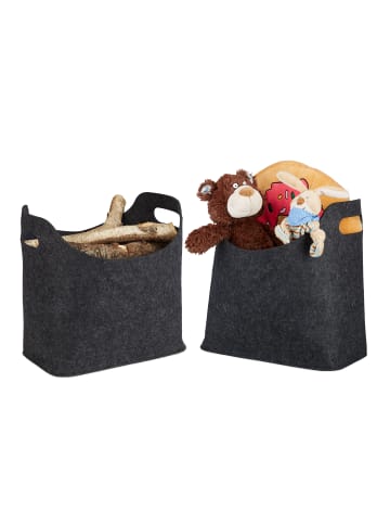 relaxdays 2x Filztaschen in Anthrazit - (B)40 x (H)39,5 x (T)23 cm