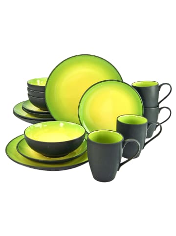 CreaTable CreaTable Hot Green Kombiservice 16 teilig in Grün/Gelb/Schwarz in Grün/Gelb/Schwarz
