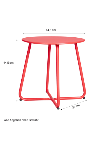 Homestyle4u Beistelltisch Rund in Rot 45 cm