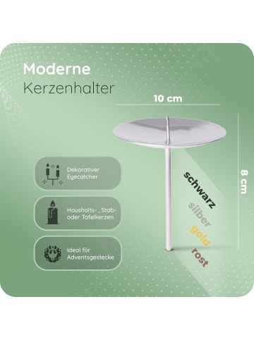 Novaliv 12x Kerzenpick Dorn 10cm Silber Adventskranz Adventskerzenhalter Kerze in Silber