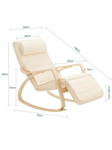 SoBuy Schaukelstuhl in Matte Creme - (W) 78 x (H) 90 x (L) 138 cm