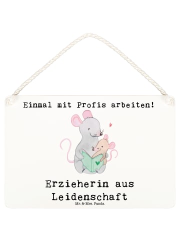 Mr. & Mrs. Panda Holztafel Erzieherin Leidenschaft mit Spruch in Weiß