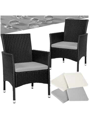 tectake 2er Set Rattanstuhl Nantes 59 x 57 x 85 cm, schwarz/beige