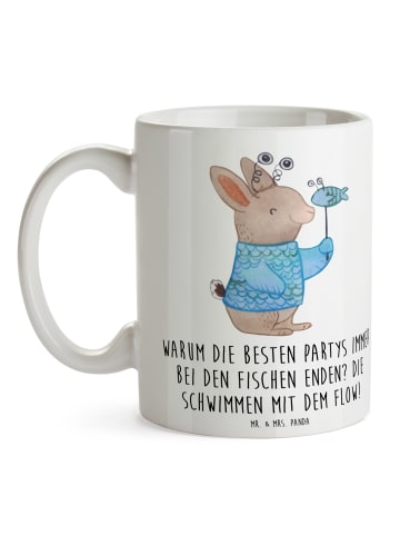 Mr. & Mrs. Panda Tasse Fische Flow Spaß mit Spruch in Weiß