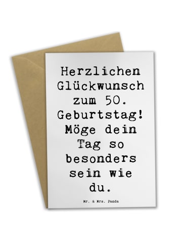 Mr. & Mrs. Panda Valentinstagskarte Spruch 50. Geburtstag Freude... in Weiß