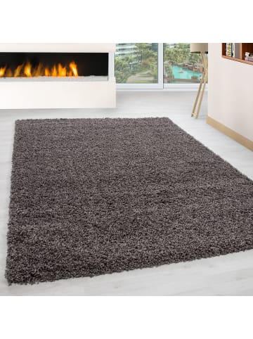 KADIMA DESIGN Teppich Hochflor Unifarben Polypropylen Wohnzimmer Shaggy in Taupe
