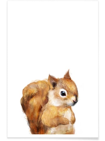 Juniqe Poster "Little Squirrel" in Orange & Weiß