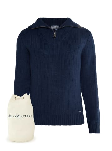 DreiMaster Vintage Strickpullover + Shopping Bag - Set in Marine