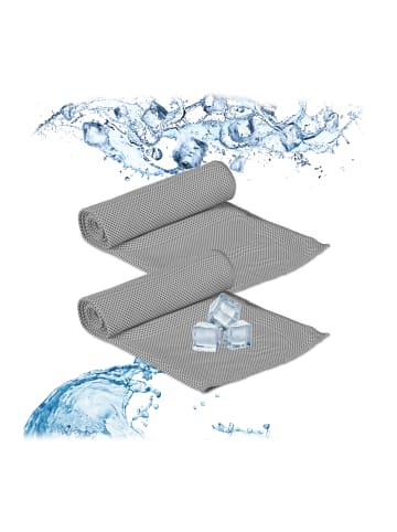 relaxdays 2er-Set: Kühlhandtuch in Grau - 90 x 30 cm