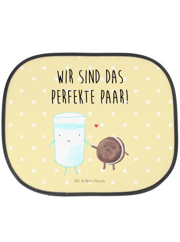Mr. & Mrs. Panda Sonnenschutz Pkw Milch Keks mit Spruch in Gelb Pastell