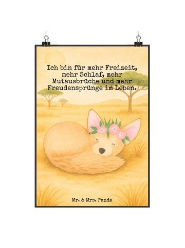 Mr. & Mrs. Panda Bild Wüstenfuchs Blumen Design mit Spruch in Weiß