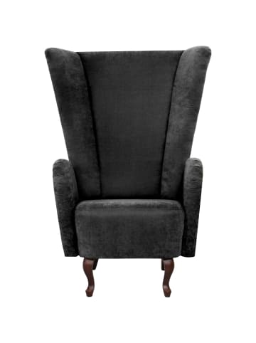 others HOCHLEHNSESSEL Kailey Bezug Velourstoff Buche nussbaum dunkel / schwarz