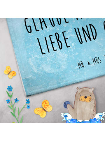 Mr. & Mrs. Panda Gästehandtuch Pinguin Marienkäfer mit Spruch in Eisblau