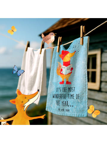 Mr. & Mrs. Panda Gästetuch Fuchs Sänger mit Spruch in Eisblau