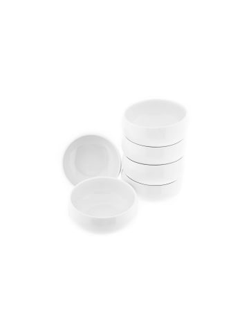 Almina Belicia 6er Schalen Set aus Porzellan in Weiß Hochglanz Rund für Snacks, Desserts oder Müsli in Weiß