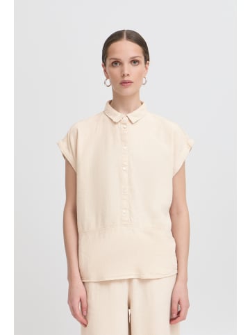 ICHI Kurzarm-Bluse IHLINNO Loose fit in Natural Ecru