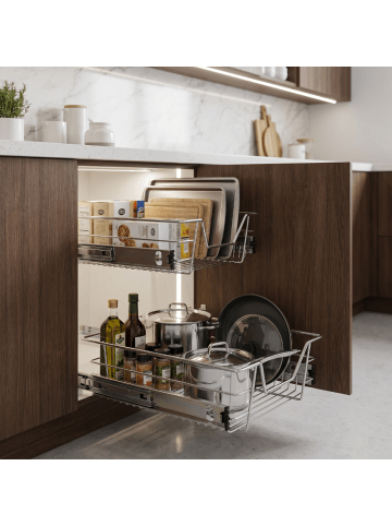 Home Nature Wohnkonzept 2er-Pack Teleskopschublade mit Schienen in Silber