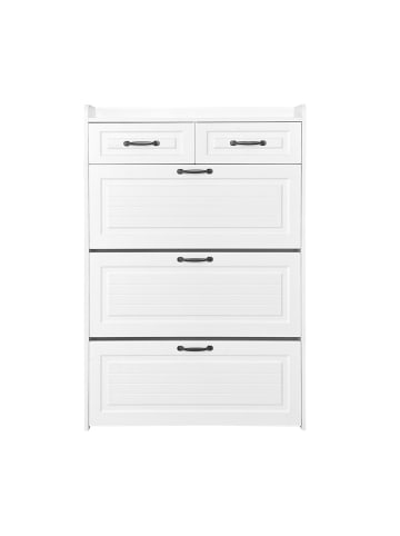 ABRIHOME Schuhschrank Bestehend Aus Drei Großen Klappen und Zwei in Weiß