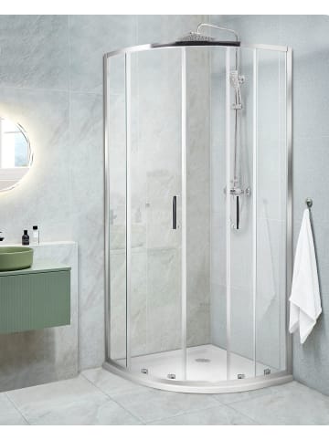 Beliani Duschkabine JUKATAN in Transparent/Silber - (W) 80 x (H) 185 x (L) 80 cm