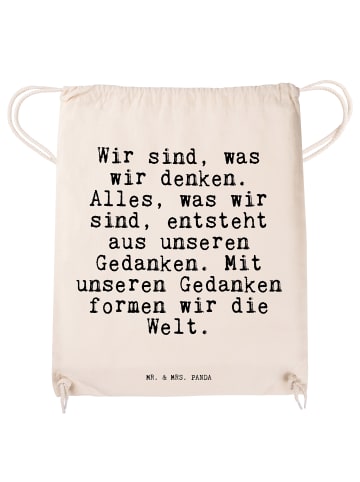 Mr. & Mrs. Panda Gym-Tasche Wir sind, was wir... mit Spruch in Creme