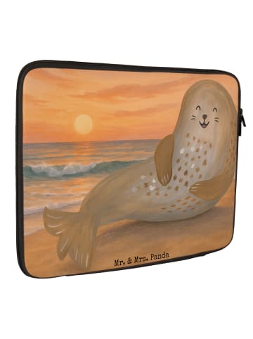 Mr. & Mrs. Panda Laptop Sleeve Robbe Lachen Design ohne Spruch in Weiß