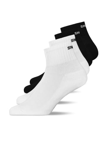 SNOCKS Retro Sneaker Socken aus Bio-Baumwolle Mix (Schwarz/Weiß) 4 Paar