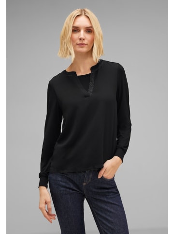 Street One Chiffon Langarmshirt in Schwarz