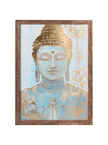 Beliani Wandbild mit Rahmen MOVILLE in Gold - (W) 55 x (H) 75 x (L) 3 cm