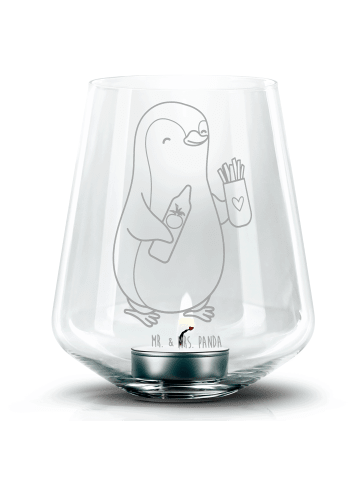 Mr. & Mrs. Panda Windlicht Pinguin Pommes ohne Spruch in Transparent