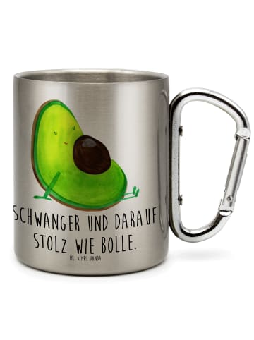 Mr. & Mrs. Panda Becher Camping Avocado Schwangerschaft mit Spruch in Silber