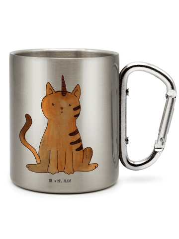 Mr. & Mrs. Panda Campingtasse Einhorn Katze ohne Spruch in Silber