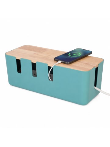 relaxdays Kabelbox in Mint - (B)30,5 x (H)11,5 x (T)12,5 cm