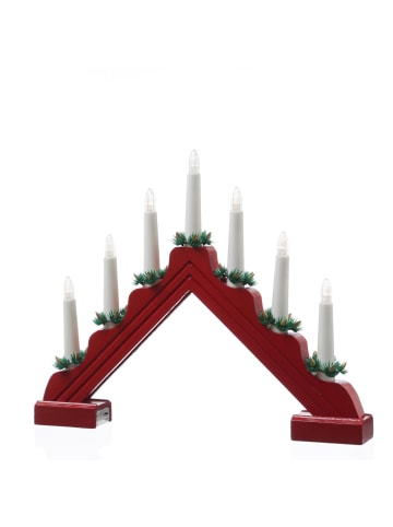 MARELIDA LED Lichterbogen Schwibbogen 7 Kerzen Batteriebetrieb L: 39cm in rot