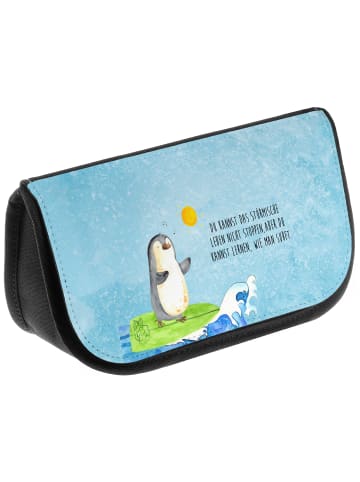 Mr. & Mrs. Panda Kosmetiktasche Pinguin Surfer mit Spruch in Eisblau