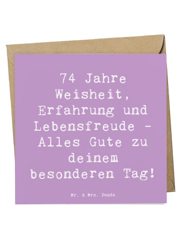 Mr. & Mrs. Panda Einladungskarte Spruch 74. Geburtstag mit Spruch in Lavendeltraum